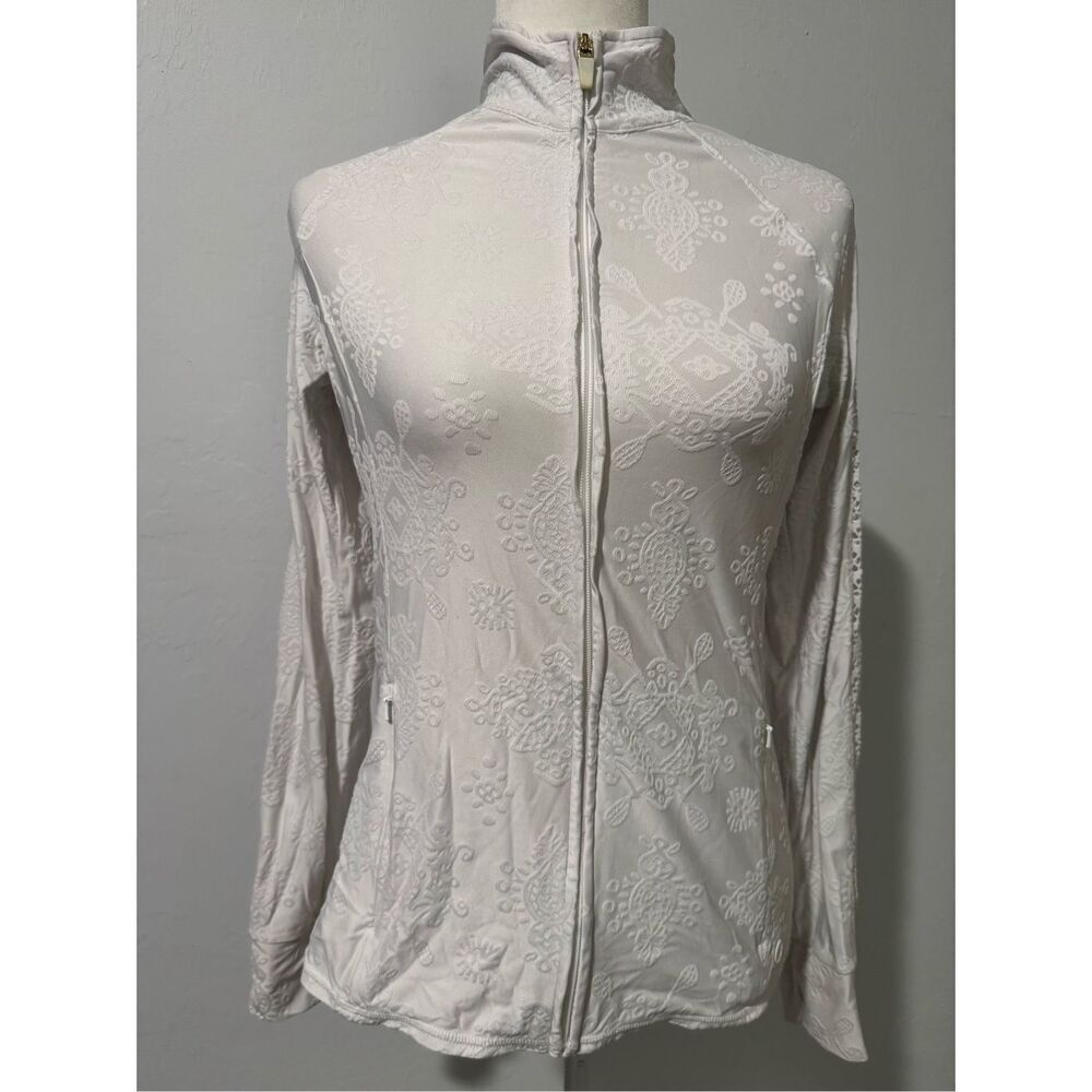 Lilly Pulitzer Luxletic Conelly tennis jacket front zipper resort White M